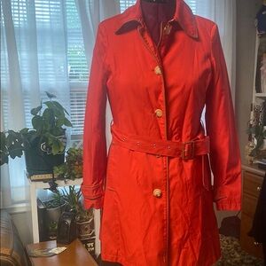 Ralph Lauren Red Trench Coat with Belt
